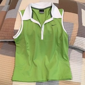 Nike Apple Green Sleeveless Collared Top M (8-10)